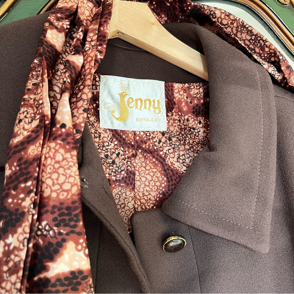 Vintage Brown Blazer Jenny Buffalo, NY Blazer Jacket Gold Hardware - Picture 11 of 14